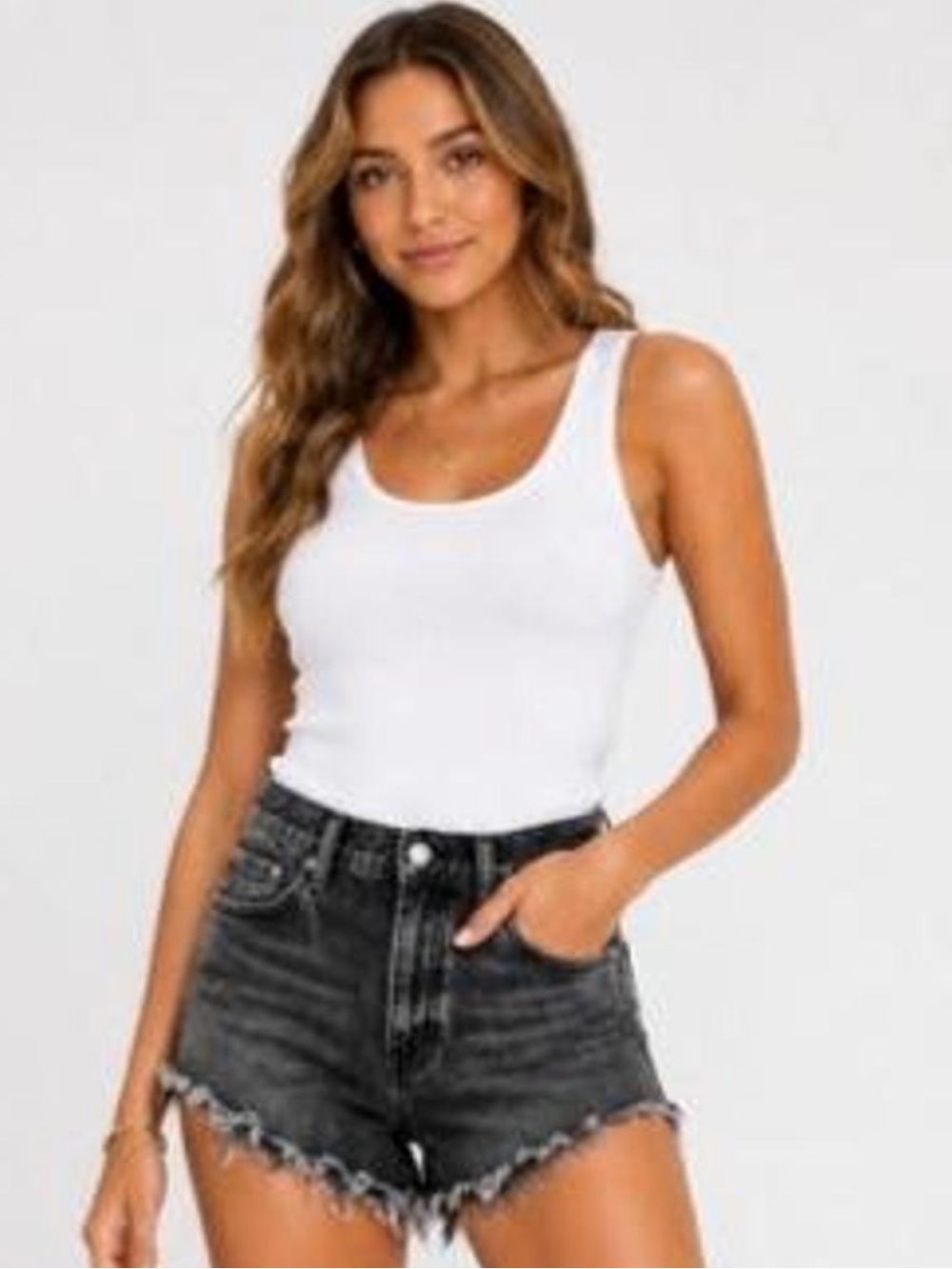 BDG Black Frayed denim shorts